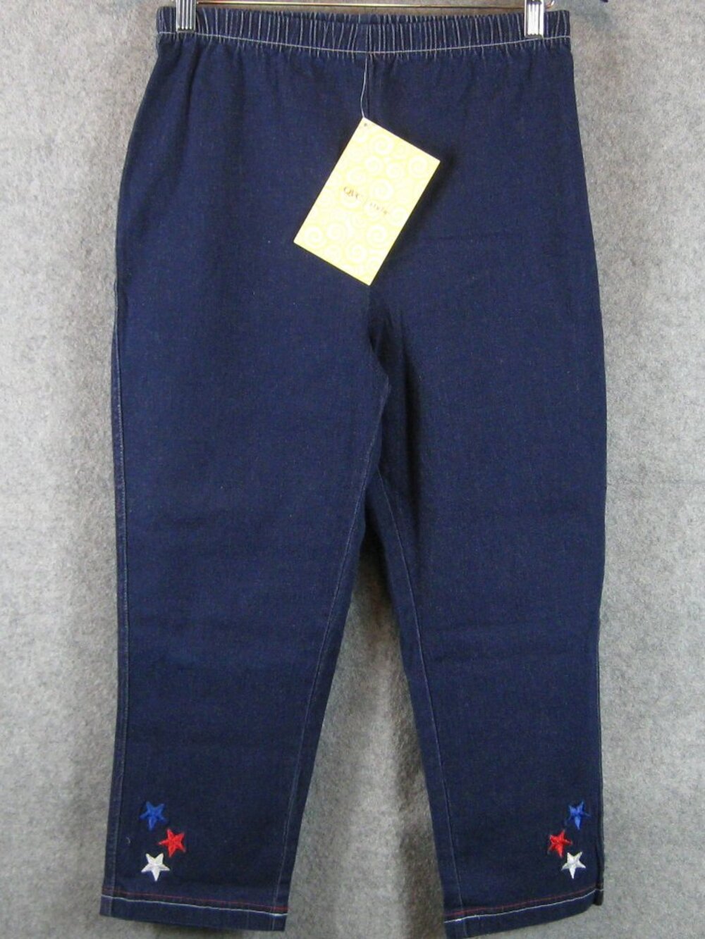 Quacker Factory Women's Denim Crop Leggings Sz M Stars
